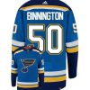 Jordan Binnington St Louis Blues Adidas Primegreen Authentic Home NHL Hockey Jersey - Back/Front View