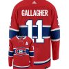 Brendan Gallagher Montreal Canadiens Adidas Primegreen Authentic Home NHL Hockey Jersey - Back/Front View