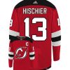 Nico Hischier New Jersey Devils Adidas Primegreen Authentic Home NHL Hockey Jersey - Back/Front View