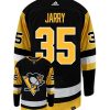 Tristan Jarry Pittsburgh Penguins Adidas Primegreen Authentic Home NHL Hockey Jersey - Back/Front View