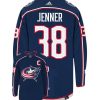 Boone Jenner Columbus Blue Jackets  Adidas Primegreen Authentic Home NHL Hockey Jersey - Back/Front View