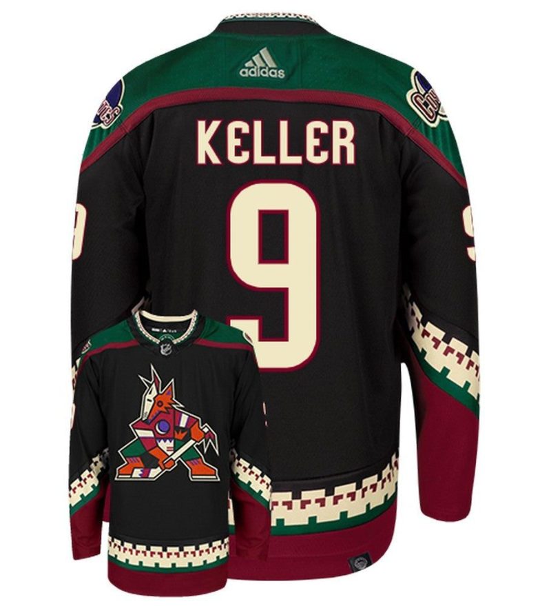 Clayton Keller Arizona Coyotes Adidas Primegreen Authentic Home NHL Hockey Jersey - Back/Front View