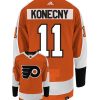 Travis Konecny Philadelphia Flyers Adidas Primegreen Authentic Home NHL Hockey Jersey - Back/Front View