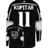 Anze Kopitar Los Angeles Kings Adidas Primegreen Authentic Home NHL Hockey Jersey - Back/Front View