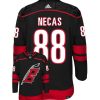 Martin Necas Carolina Hurricanes Adidas Primegreen Authentic Alternate NHL Hockey Jersey - Back/Front View