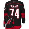 Jaccob Slavin Carolina Hurricanes Adidas Primegreen Authentic Alternate NHL Hockey Jersey - Back/Front View