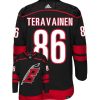 Teuvo Teravainen Carolina Hurricanes Adidas Primegreen Authentic Alternate NHL Hockey Jersey - Back/Front View